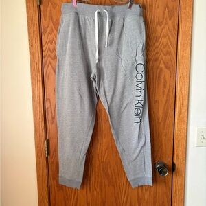 Calvin Klein Light Gray Hoodie with White Drawstrings